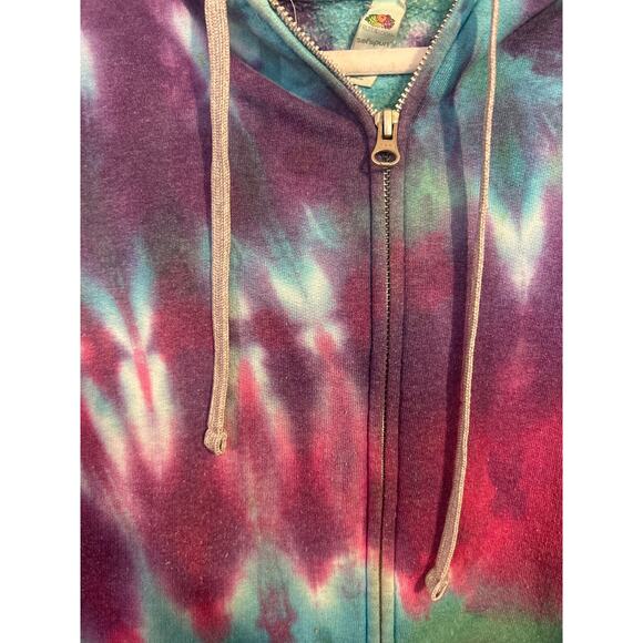Vintage tye die zip up hoodie Froot of the loom tag unisex size large - Picture 3 of 4